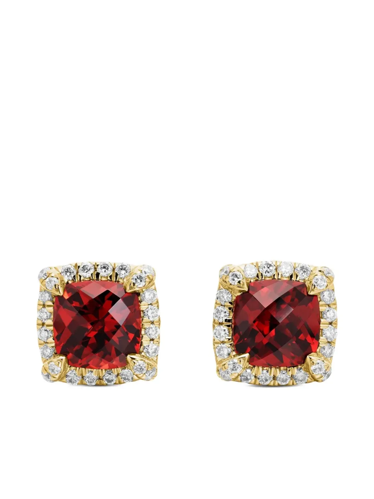 David Yurman 18ktイエローゴールド ペティート・シャテルレーヌ ガーネット＆ダイヤモンド スタッドピアス（5mm） - レッド - 画像1