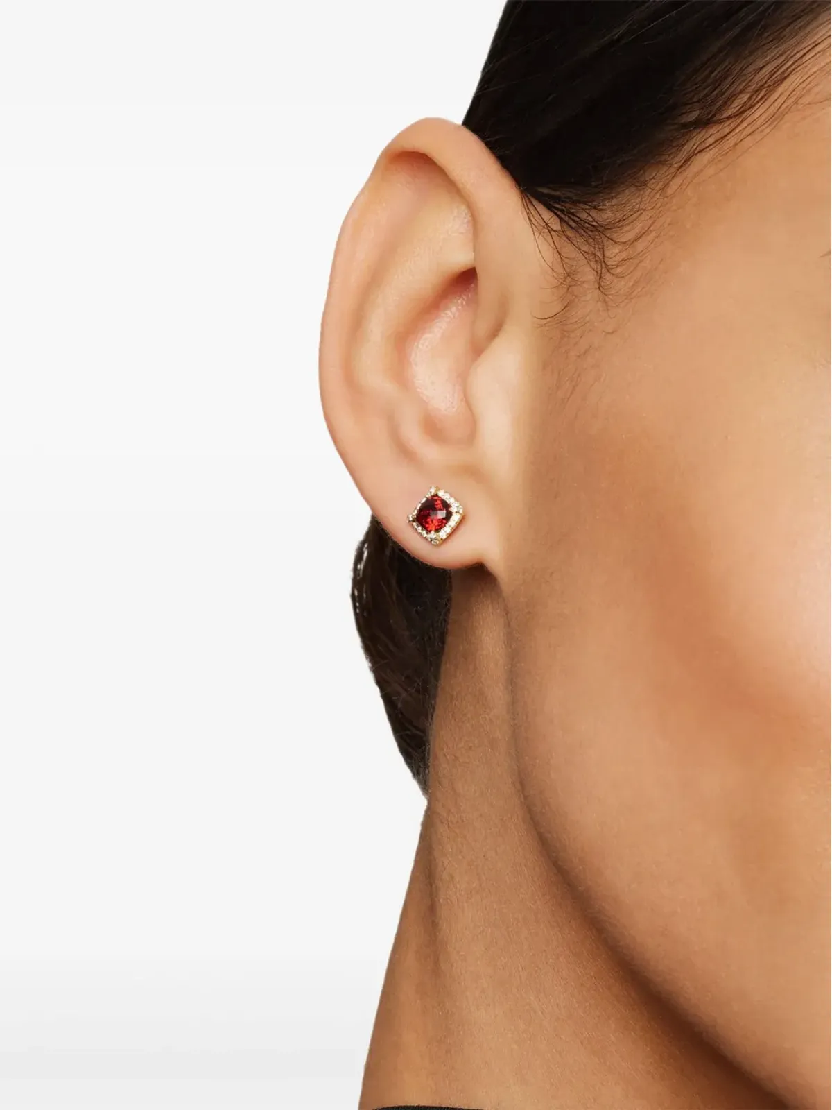 David Yurman 18ktイエローゴールド ペティート・シャテルレーヌ ガーネット＆ダイヤモンド スタッドピアス（5mm） - レッド - 画像3