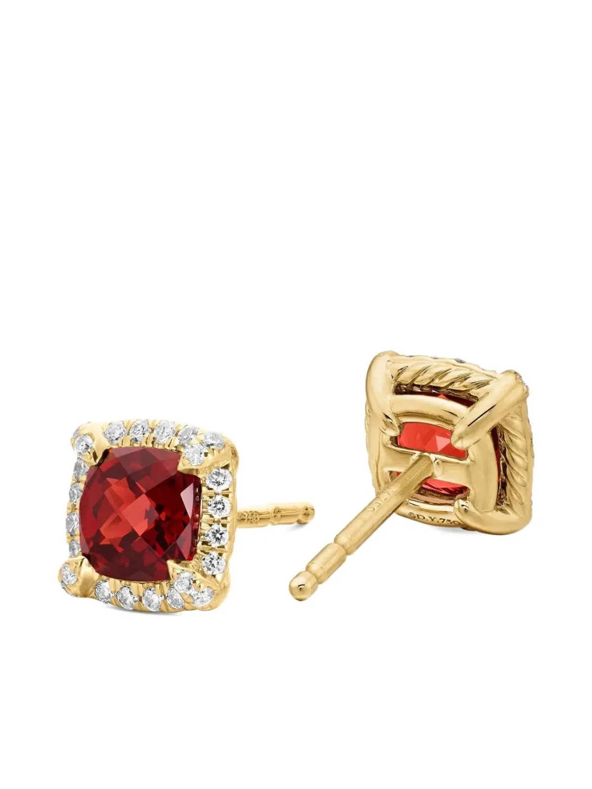 David Yurman 18ktイエローゴールド ペティート・シャテルレーヌ ガーネット＆ダイヤモンド スタッドピアス（5mm） - レッド - 画像4