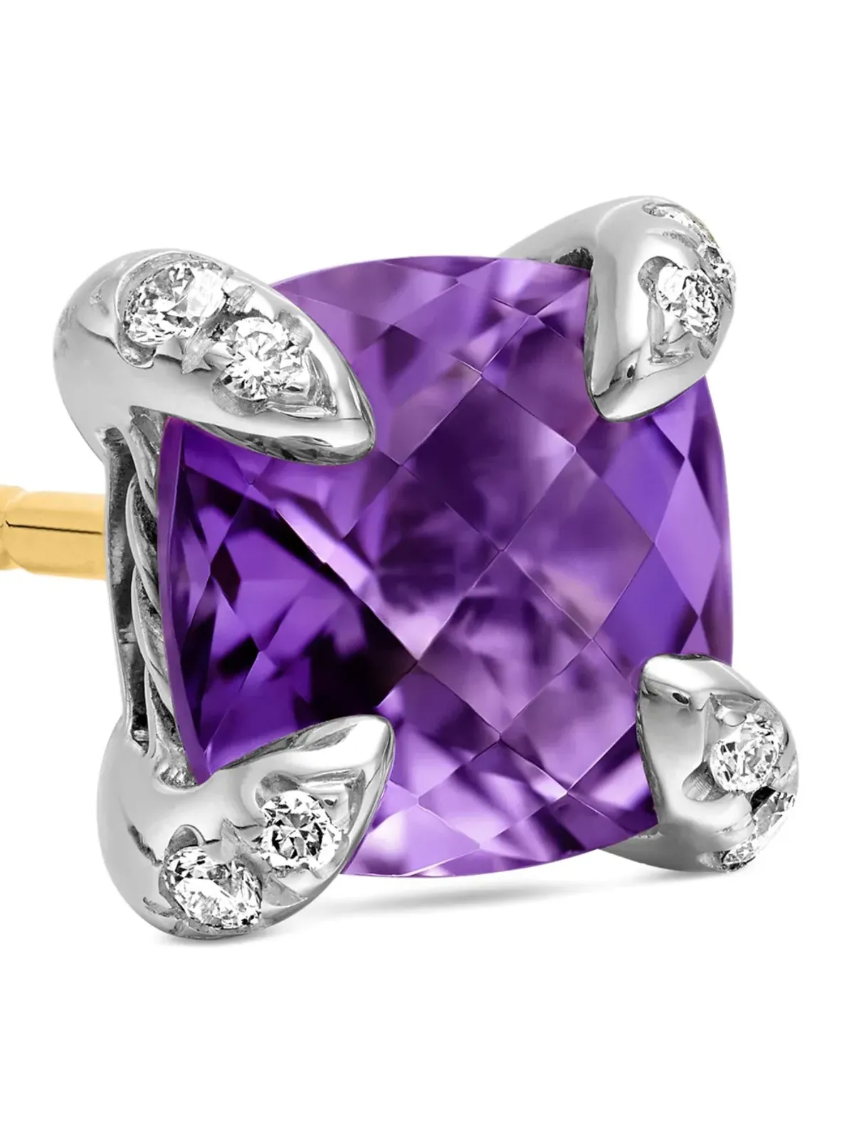 David Yurman ペティット・シャトレイン アメジストとダイヤモンド スタッドピアス - 画像5