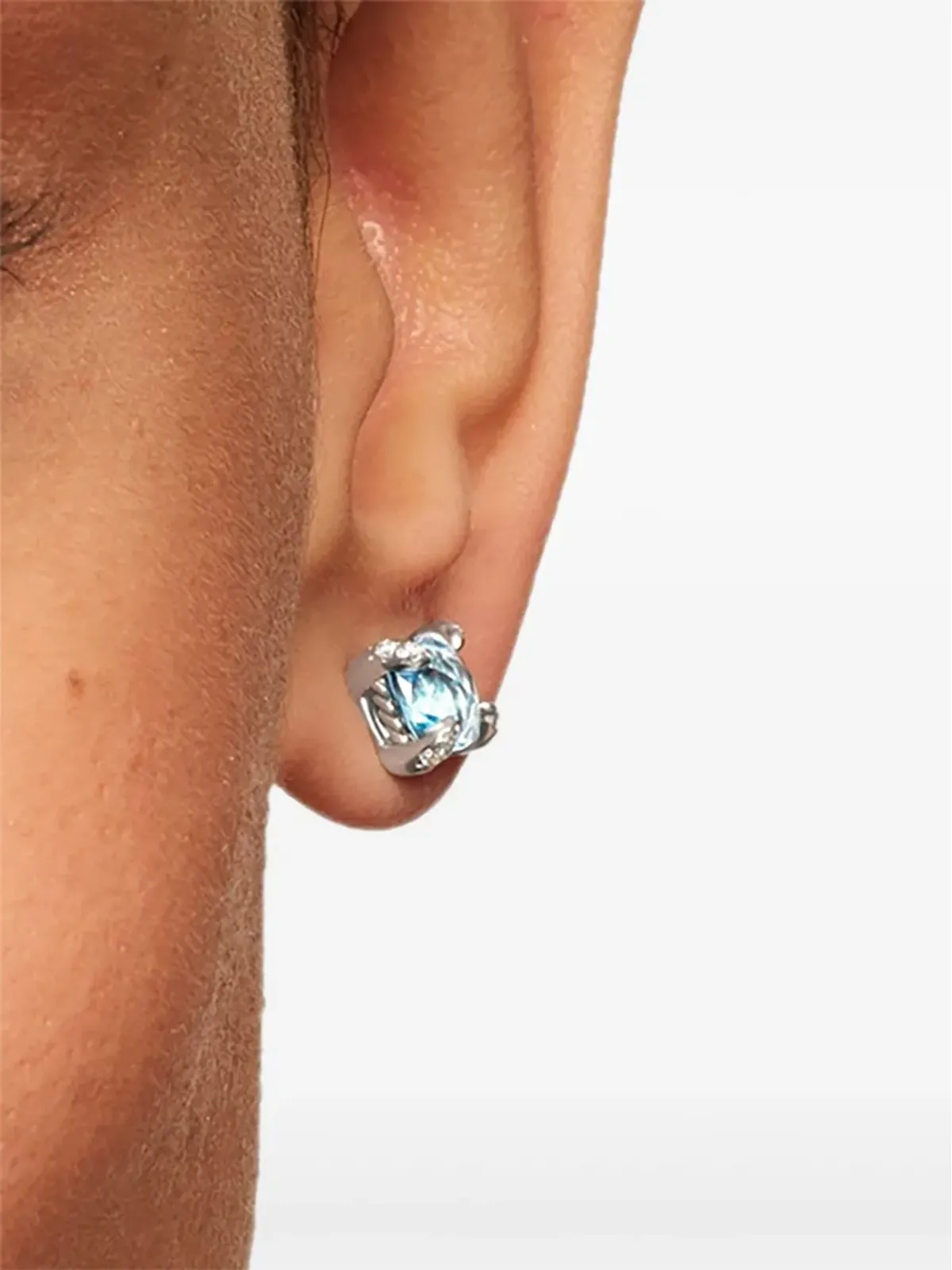 David Yurman ペティット・シャトレイン トパーズ＆ダイヤモンド スタッドピアス（ブルー） - 画像3