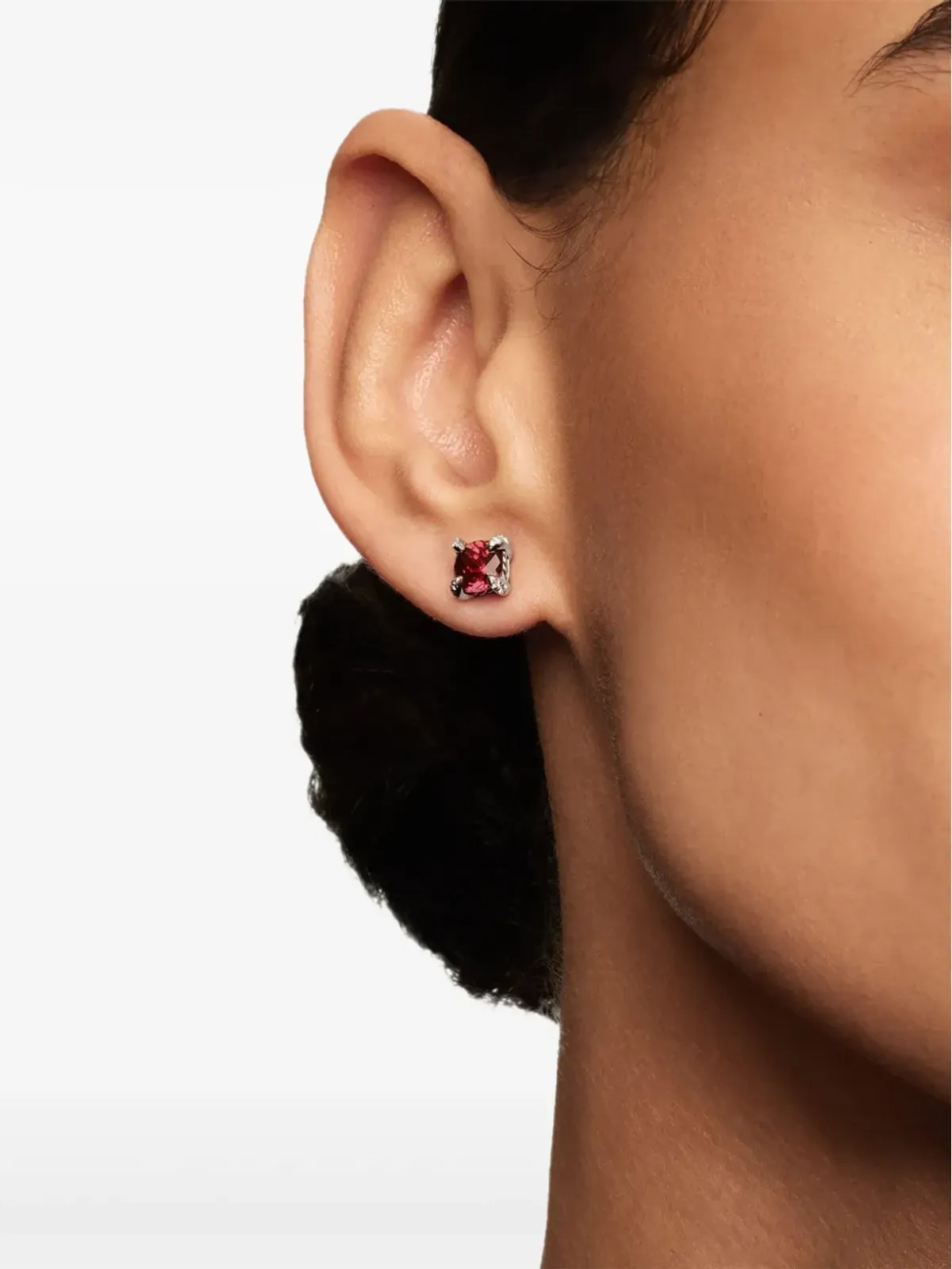 David Yurman Petite Chatelaine rhodolite garnet and diamond stud earrings - Red - 画像3