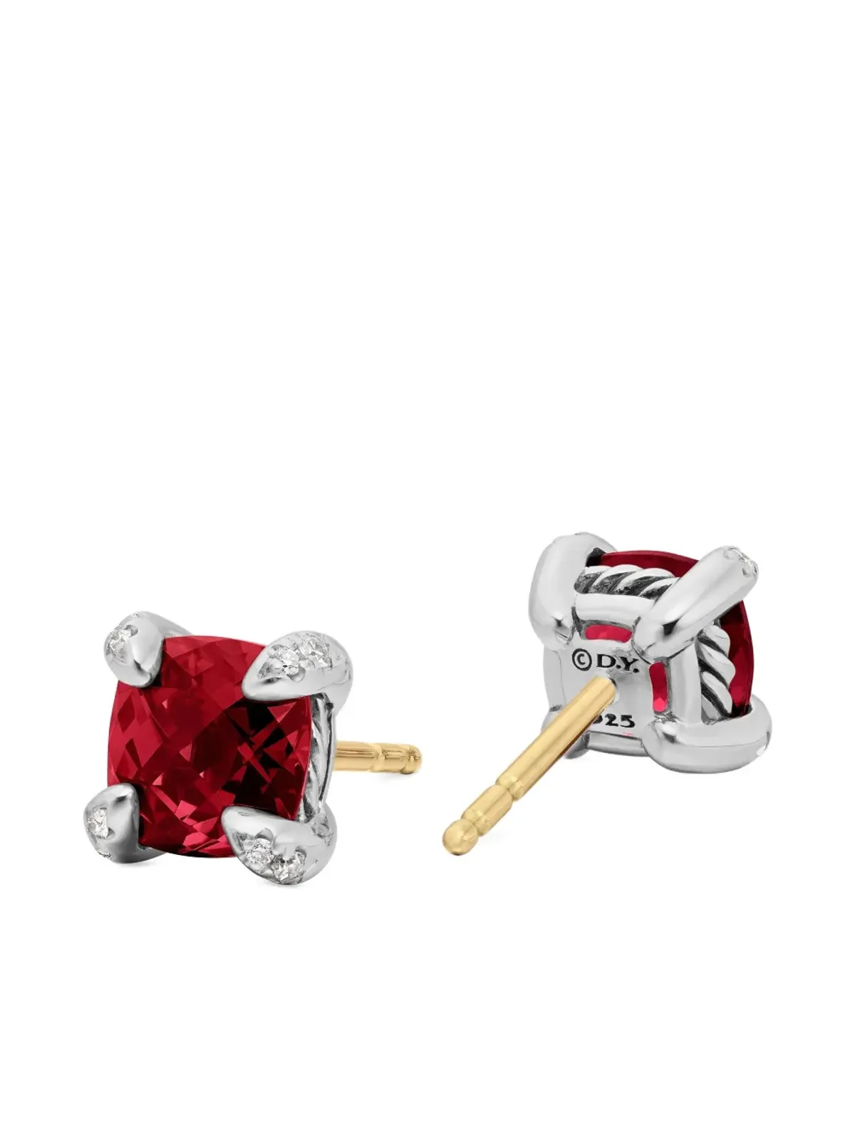 David Yurman Petite Chatelaine rhodolite garnet and diamond stud earrings - Red - 画像4