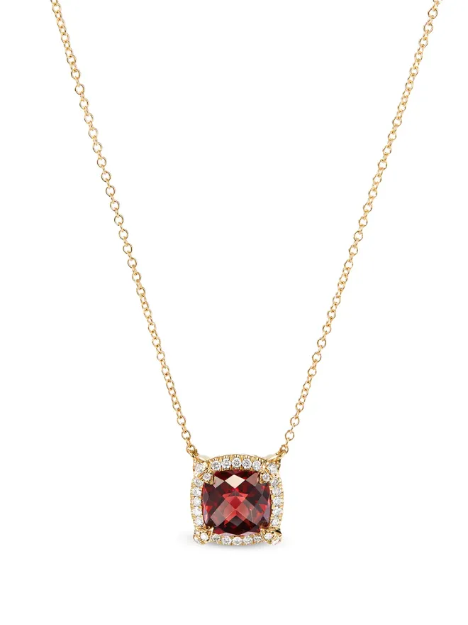 David Yurman David Yurman チャテレイン ペンダントネックレス（18kt イエローゴールド、ガーネット、パヴェ ダイヤモンド）の商品画像