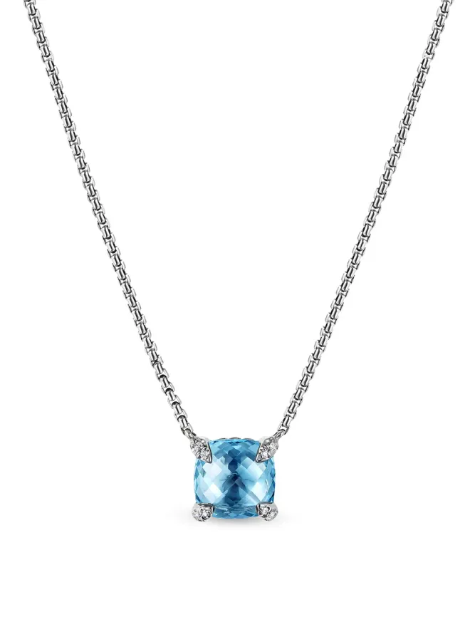 David Yurman David Yurman プティ・シャトレイン トパーズとダイヤモンド ネックレス ブルーの商品画像