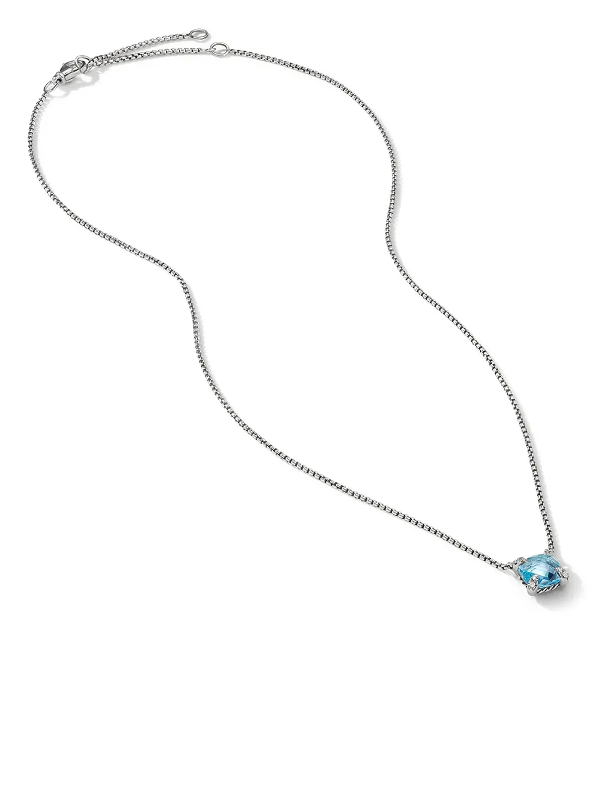 David Yurman プティ・シャトレイン トパーズとダイヤモンド ネックレス ブルー - 画像2