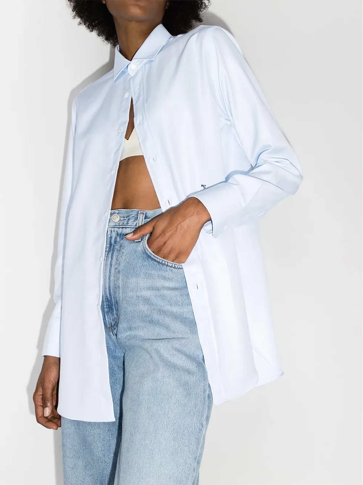 HommeGirls cotton button-up shirt - Blue - 画像2