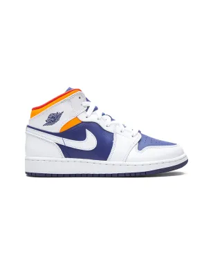 Jordan Kids Air Jordan 1 Mid White Deep Royal Blue スニーカー - サムネイル1
