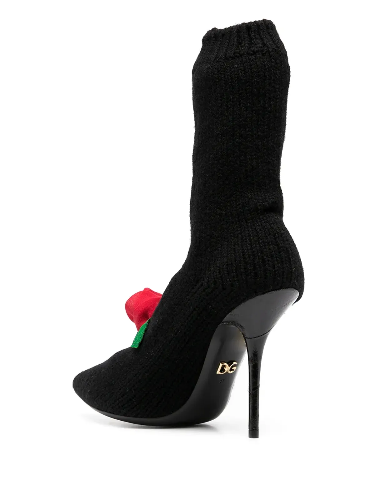 Dolce & Gabbana ニット風ローズ柄カーフブーツ - 画像3