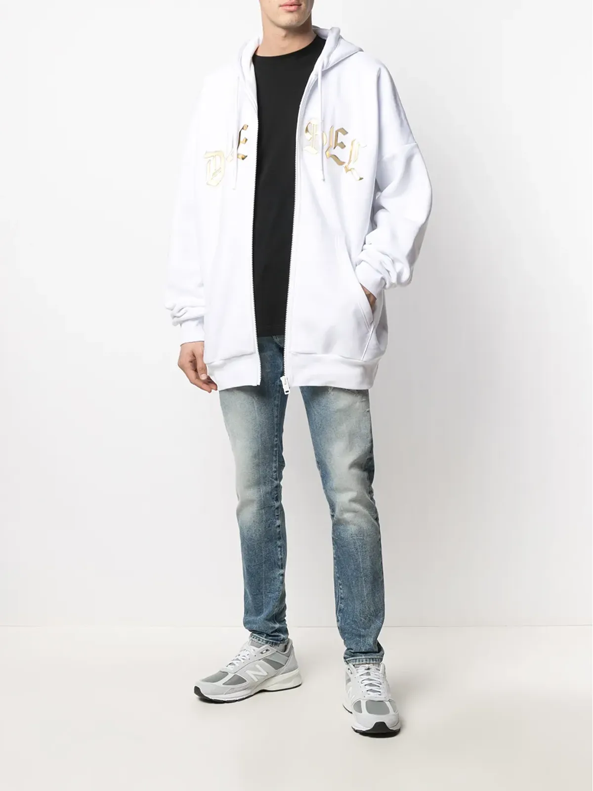 Diesel フォイルロゴ ジップアップフーディ - White - 画像2