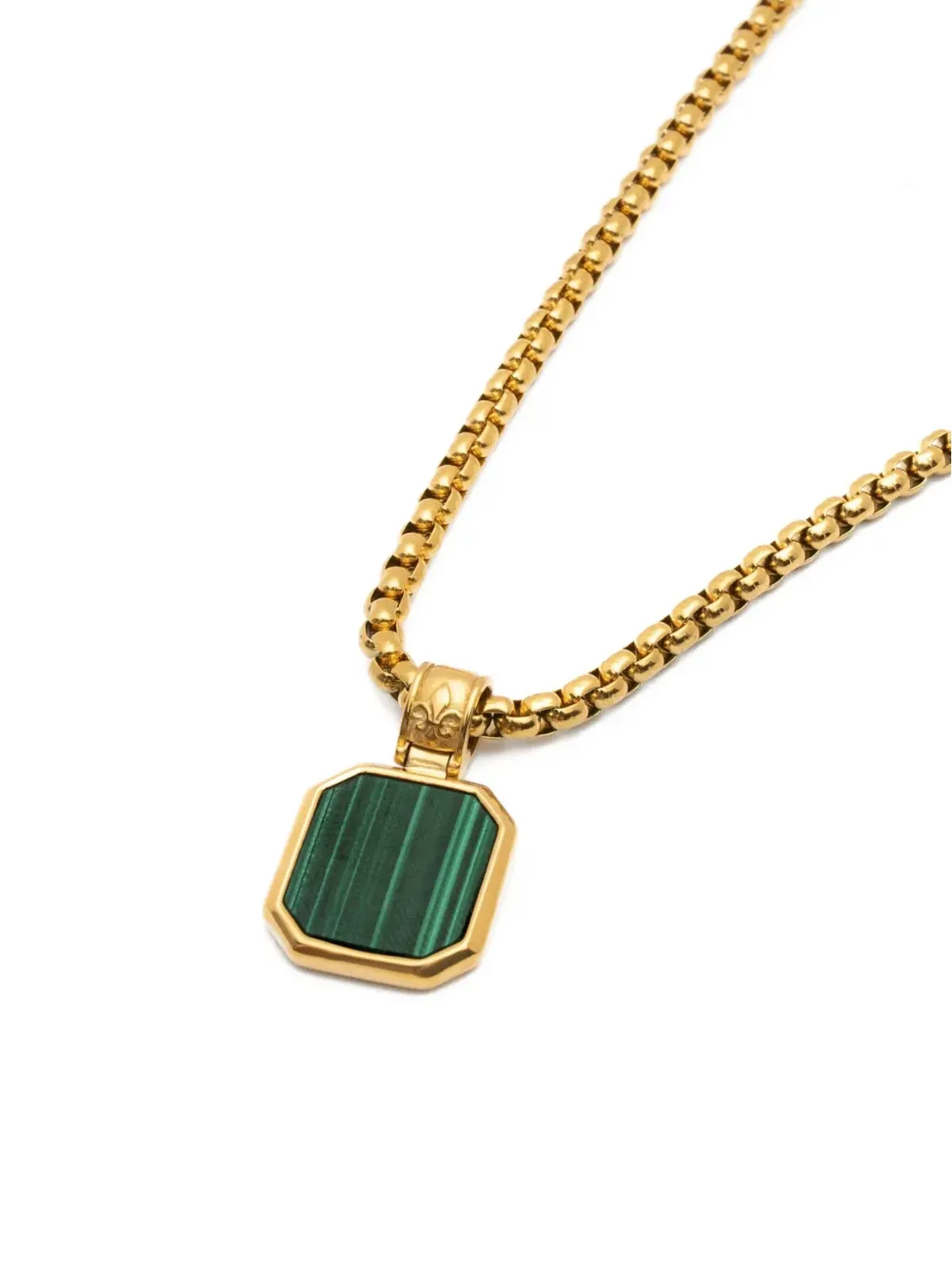 Nialaya Jewelry square malachite pendant necklace - Gold - 画像3
