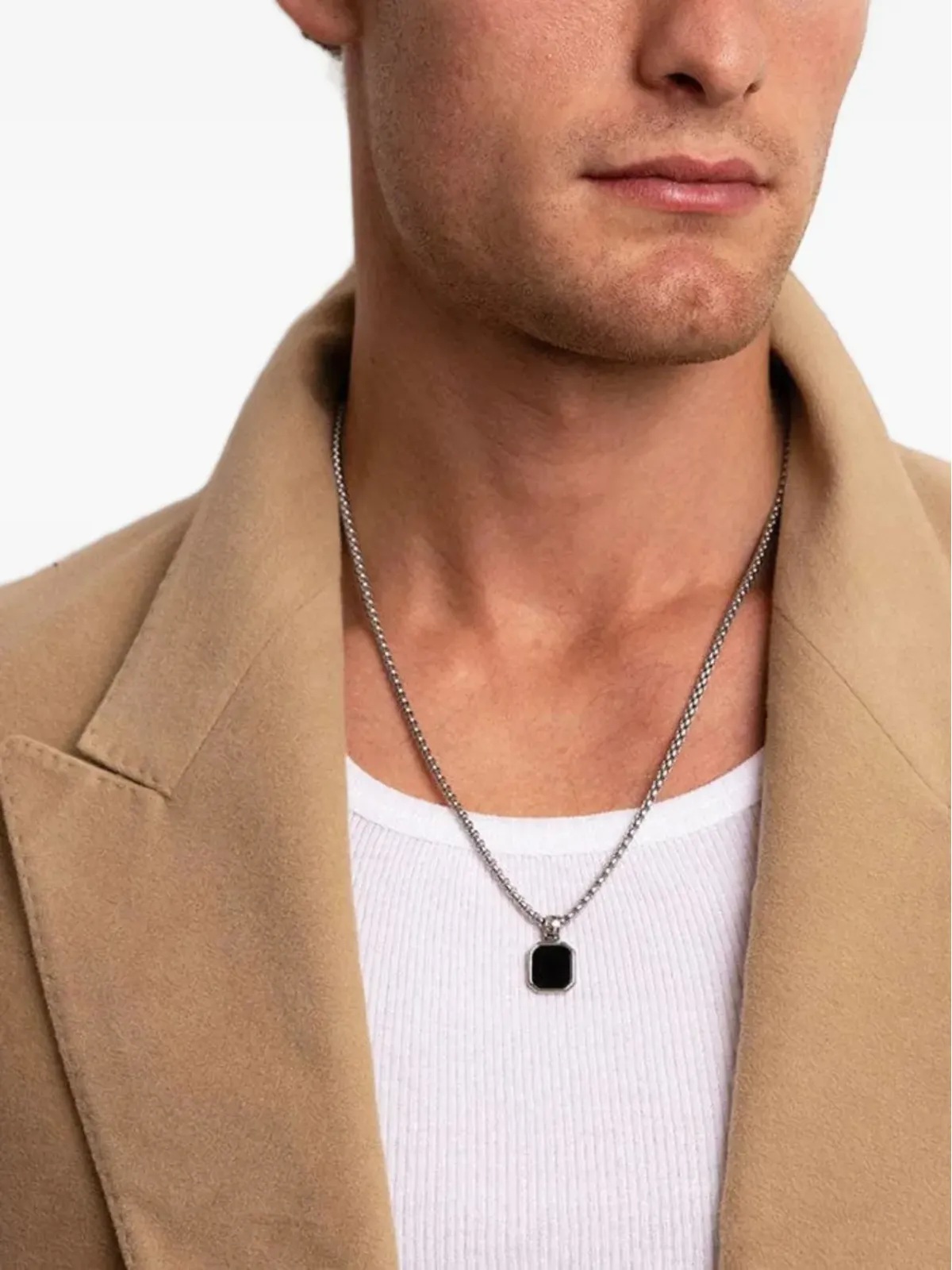 Nialaya Jewelry スクエアオニキス ペンダントチェーン ネックレス - 画像2