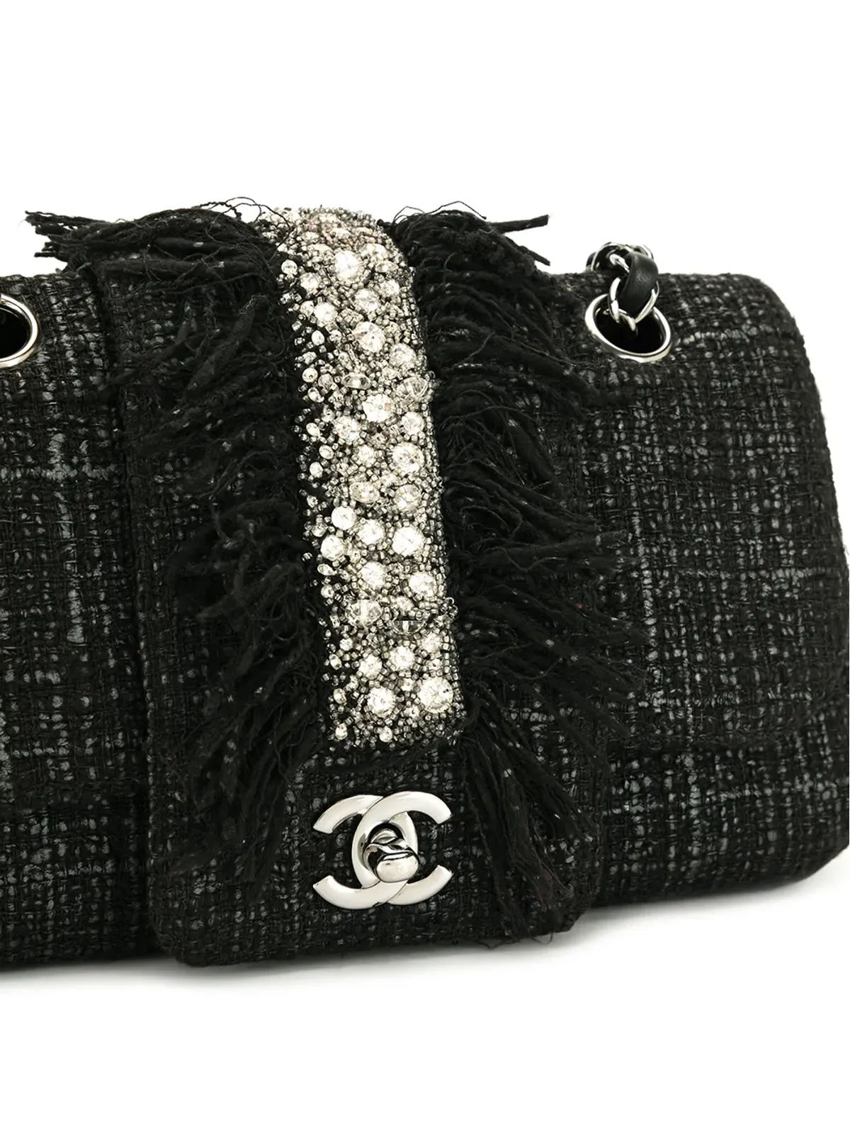 CHANEL Pre-Owned フリンジ付きラインストーンショルダーバッグ - 画像4