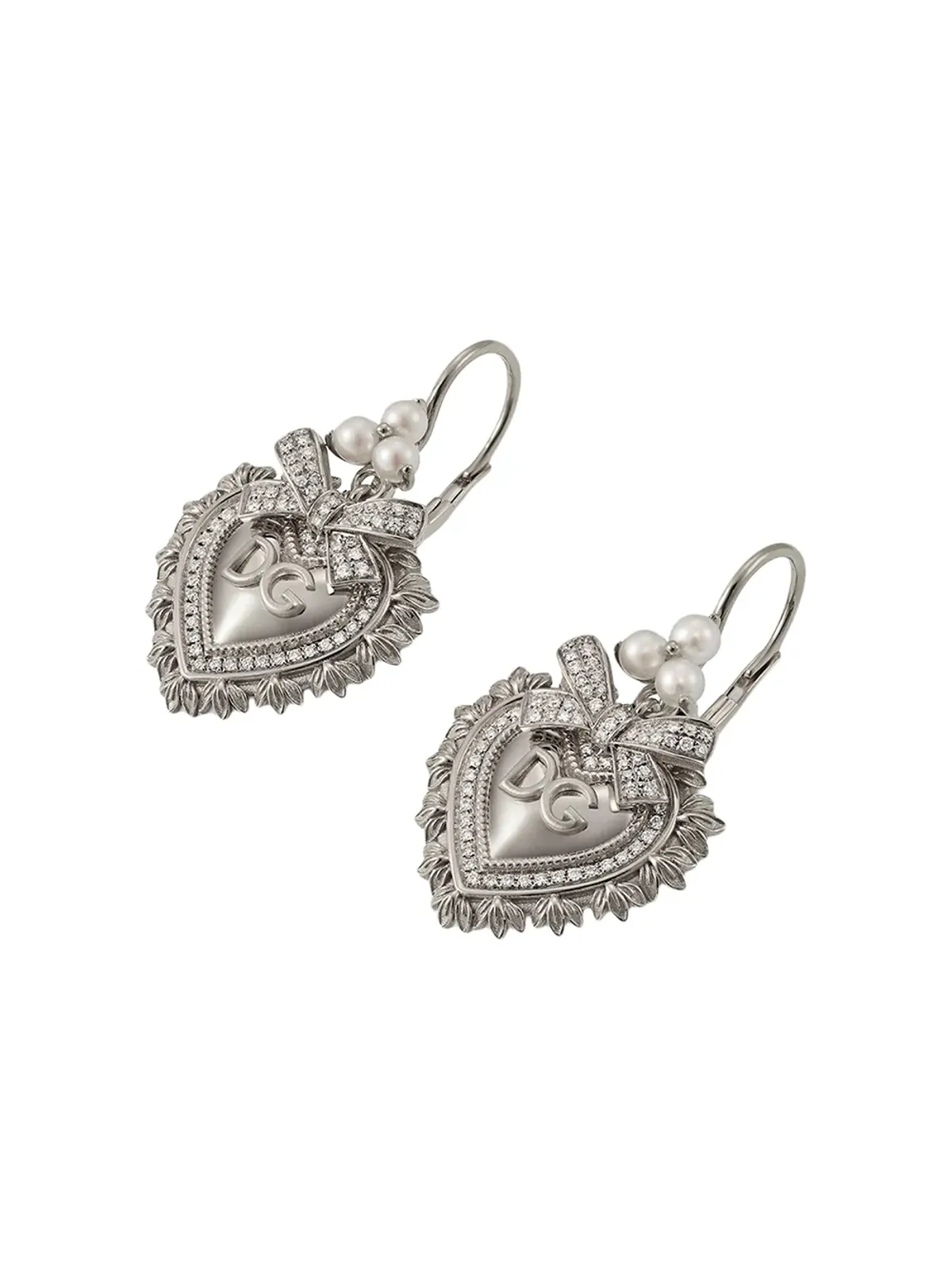 Dolce & Gabbana デボーション ダイヤモンドと真珠のイヤリング - シルバー - 画像2
