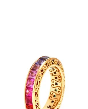 Dolce & Gabbana 18K イエローゴールド レインボーサファイア リング - サムネイル2