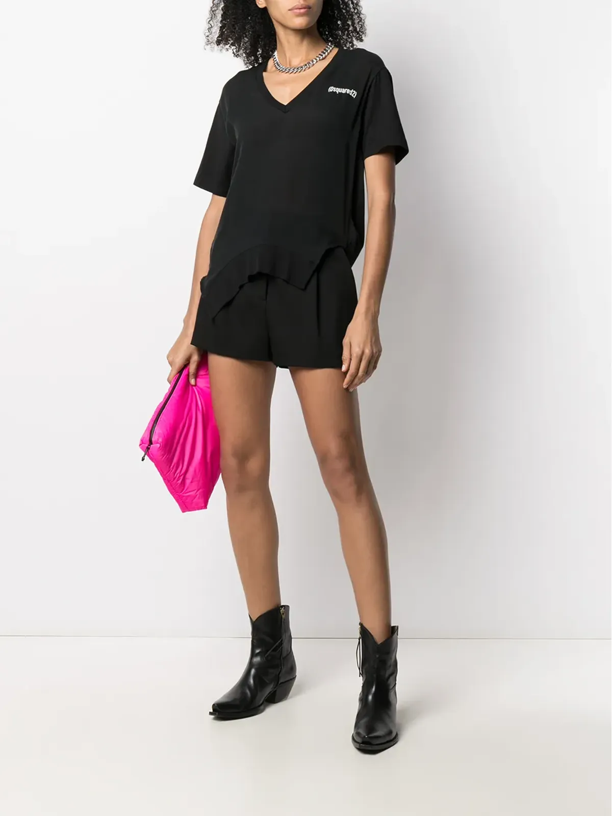 DSQUARED2 サイドスリット ロゴ Tシャツ - 画像2
