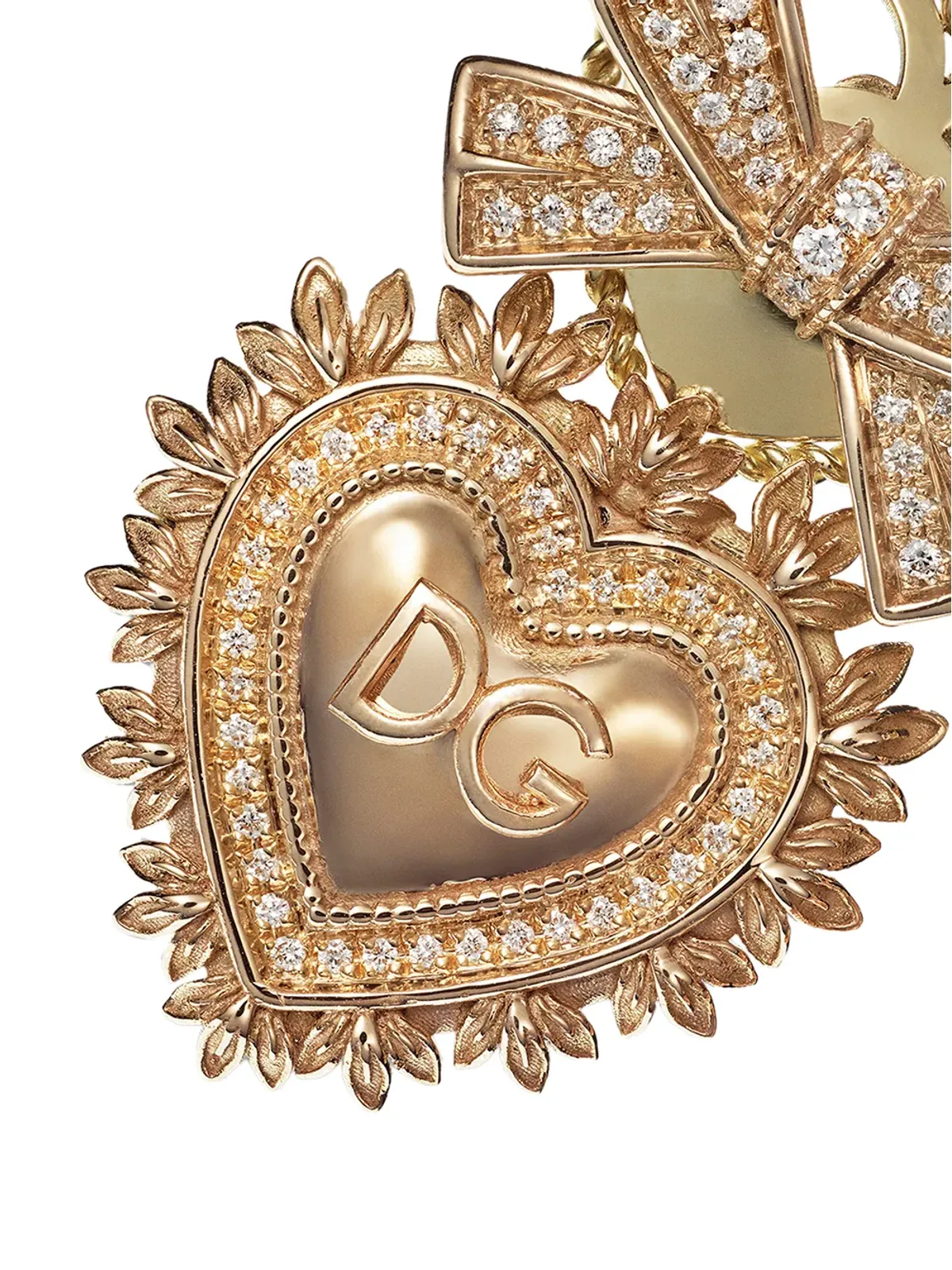 Dolce & Gabbana 18K イエローゴールド Devotion ダイヤモンド イヤリング - 画像3