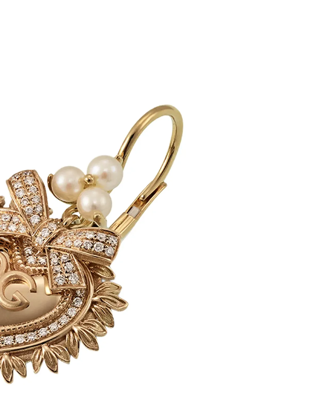 Dolce & Gabbana 18Kイエローゴールド デボーション ダイヤモンドと真珠のイヤリング - 画像2