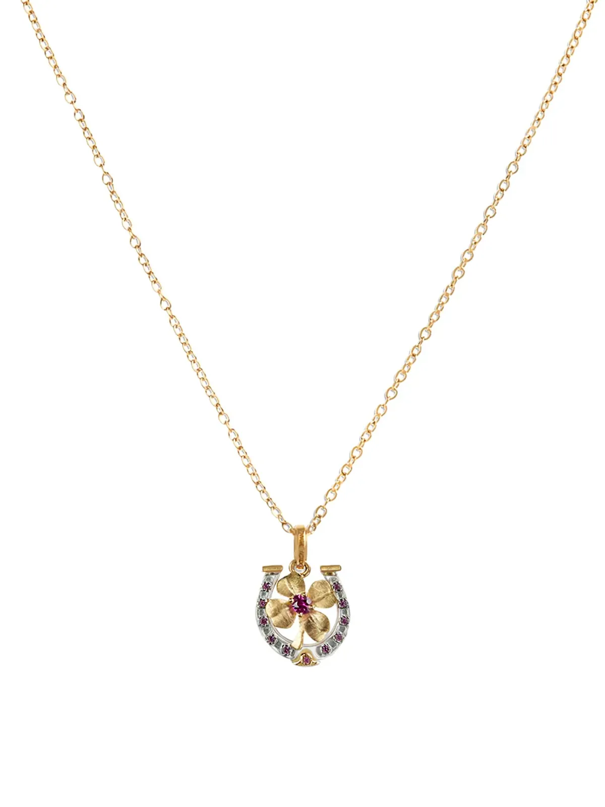 Dolce & Gabbana 18Kホワイトゴールドと18Kイエローゴールド グッドラック ルビー ネックレス - 画像2
