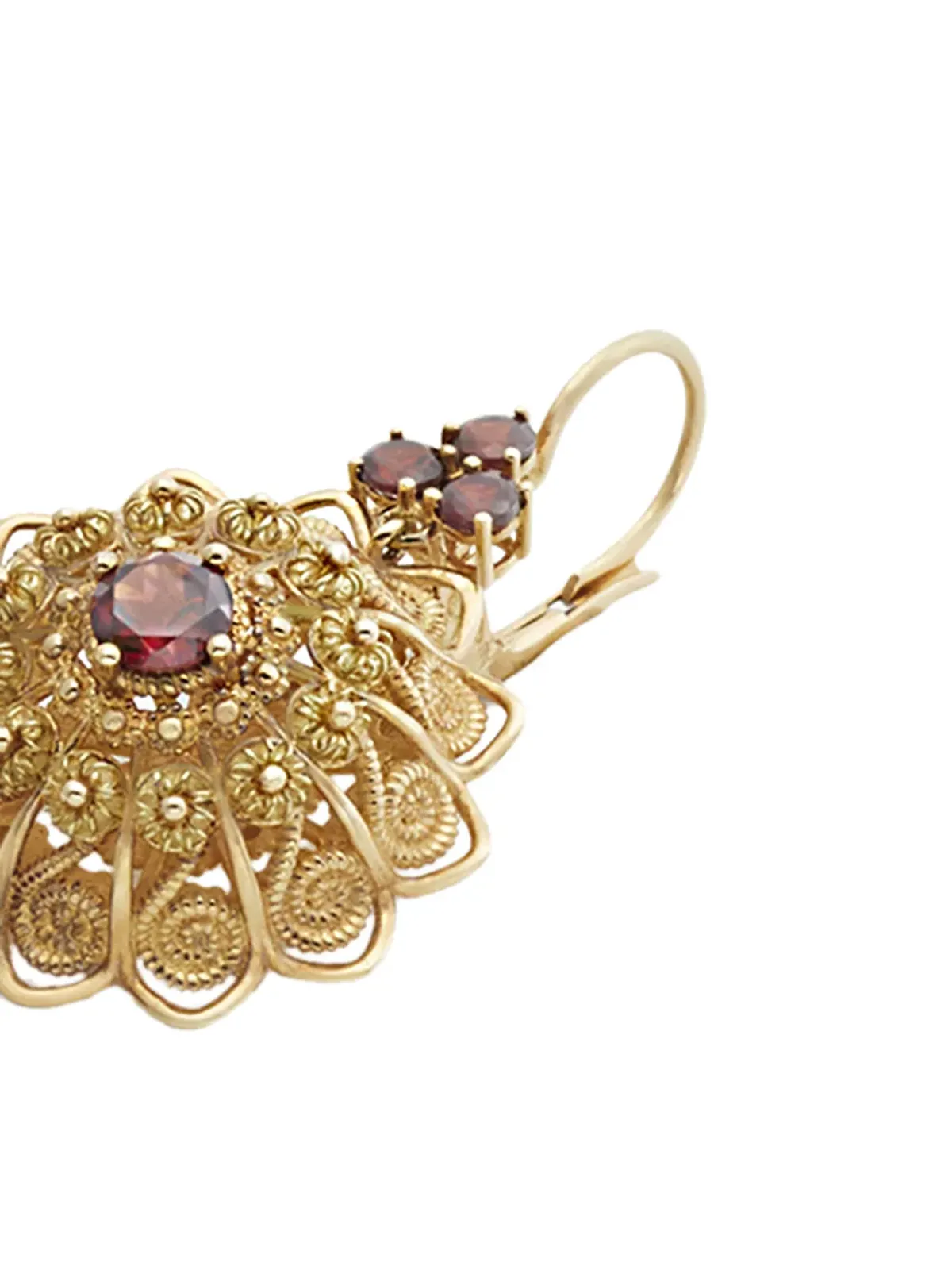 Dolce & Gabbana 18K イエローゴールド フィリグリー ロドライト ガーネット イヤリング - 画像2