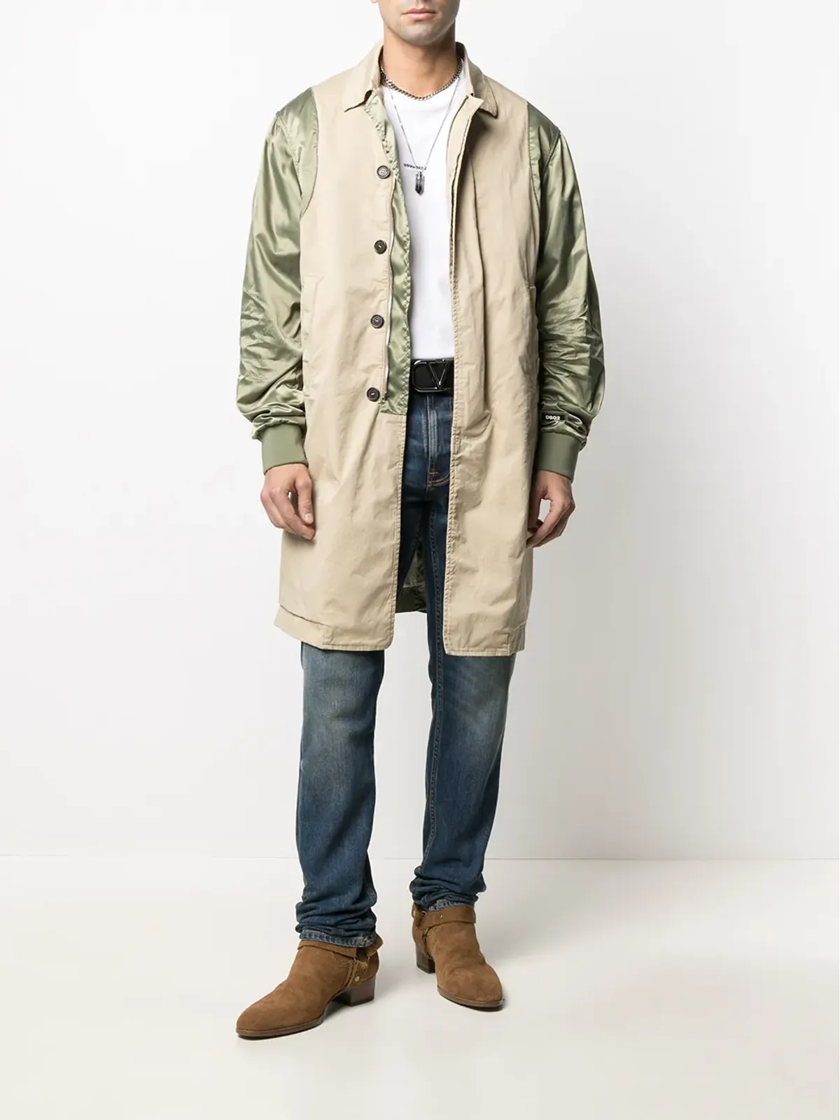 DSQUARED2 コントラスト袖のシングルブレストコート - 画像2