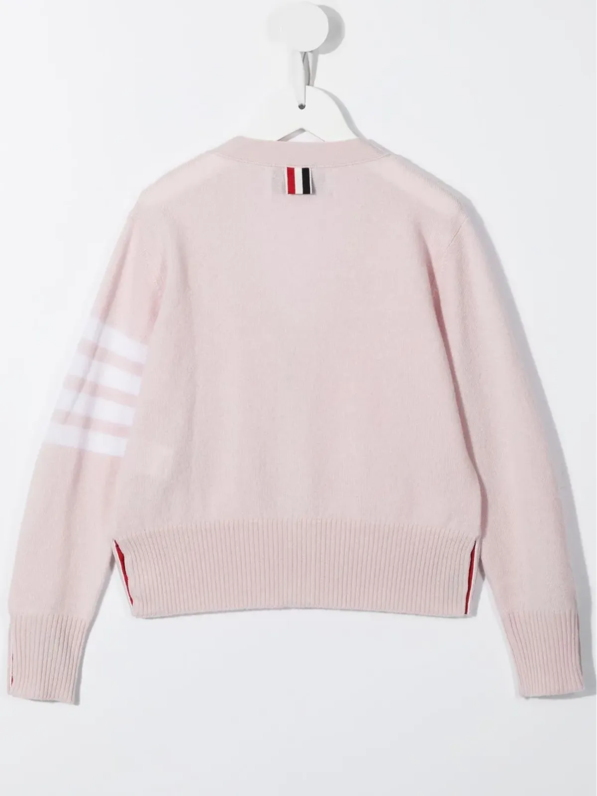 Thom Browne Kids 4バー Vネック カシミア カーディガン - ピンク - 画像2
