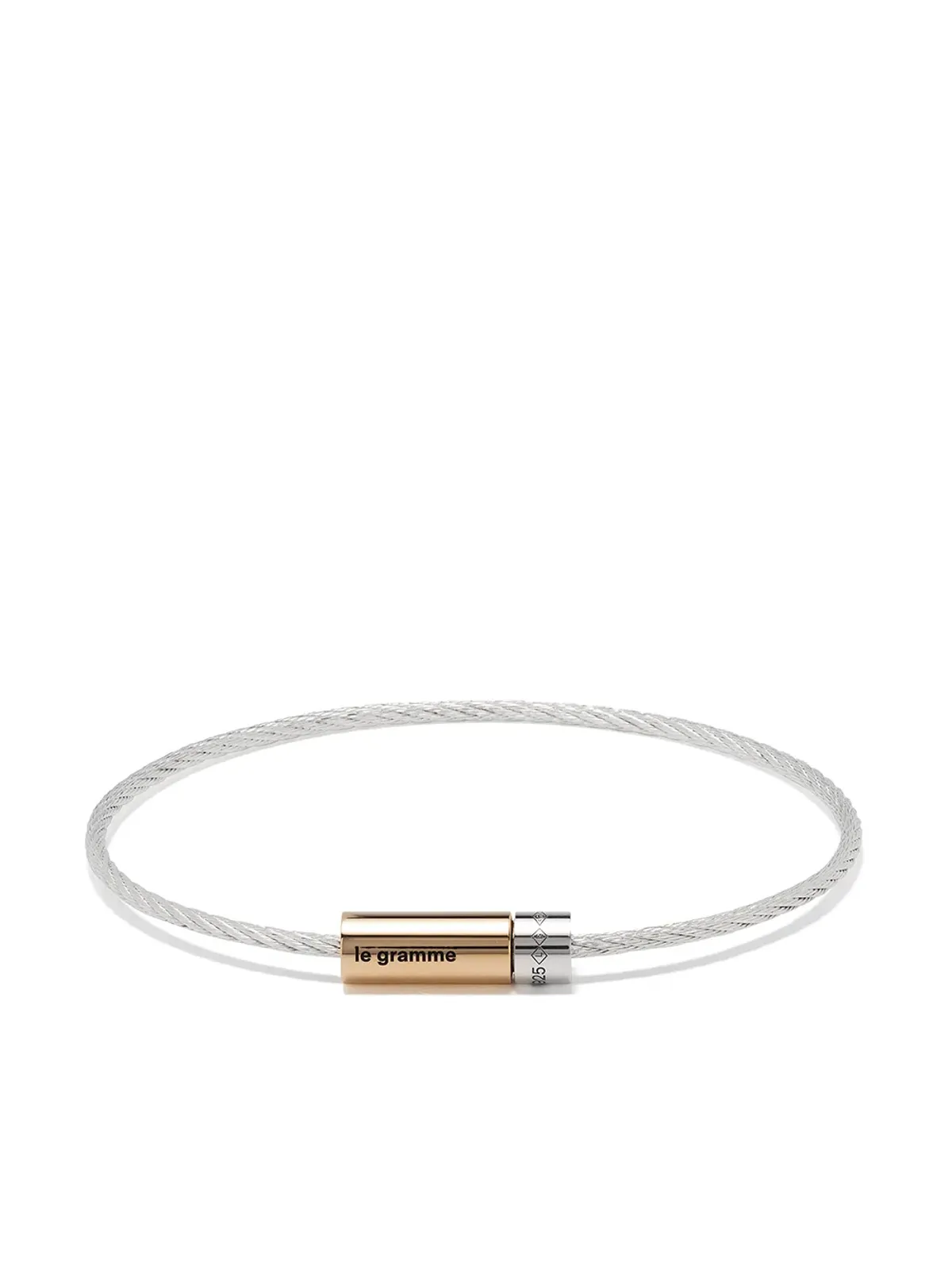 Le Gramme 18Kゴールドとシルバー 7g ポリッシュ バイカラー ケーブル ブレスレット - 画像1