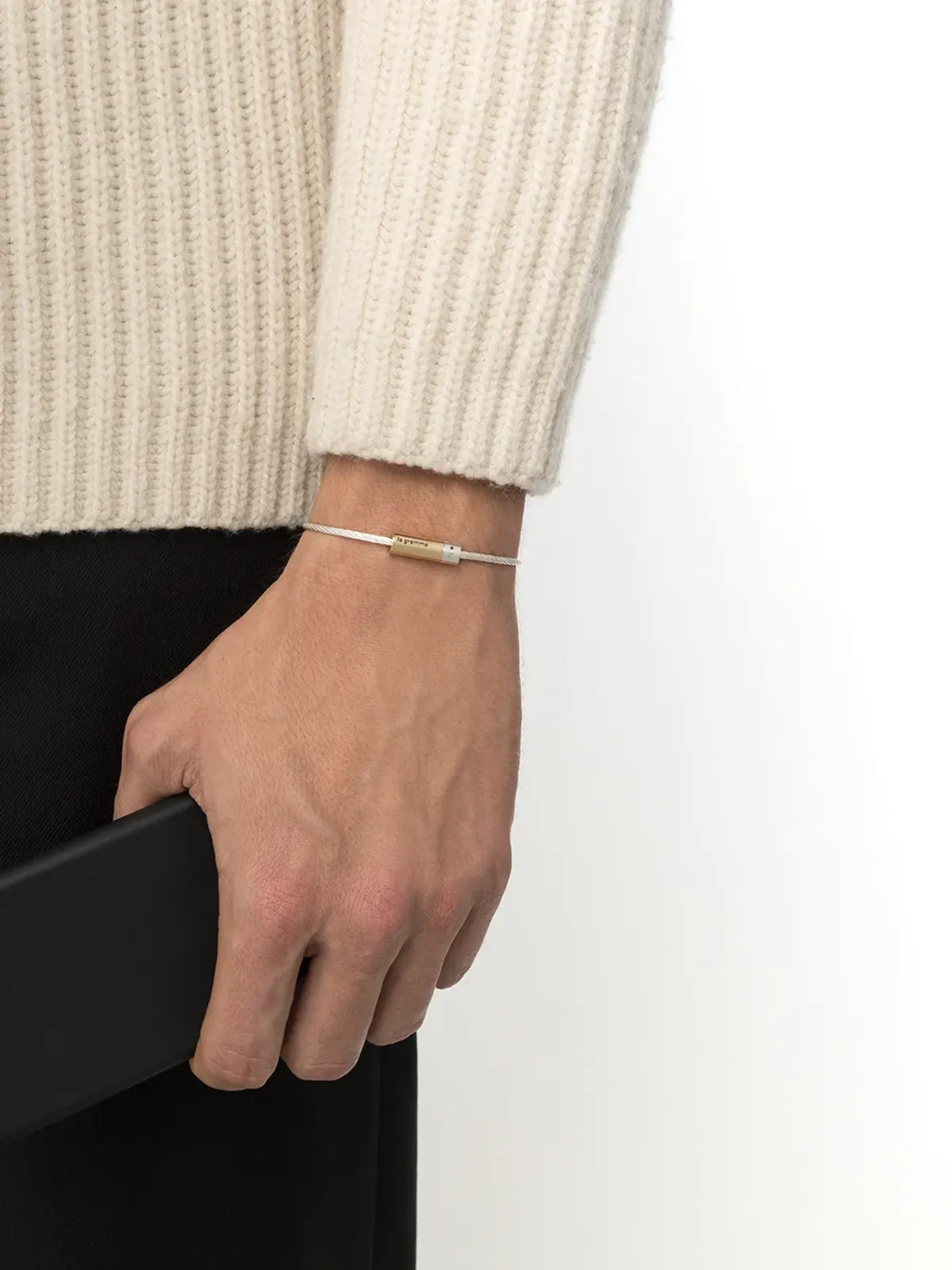 Le Gramme 18Kゴールドとシルバー 7g ポリッシュ バイカラー ケーブル ブレスレット - 画像2