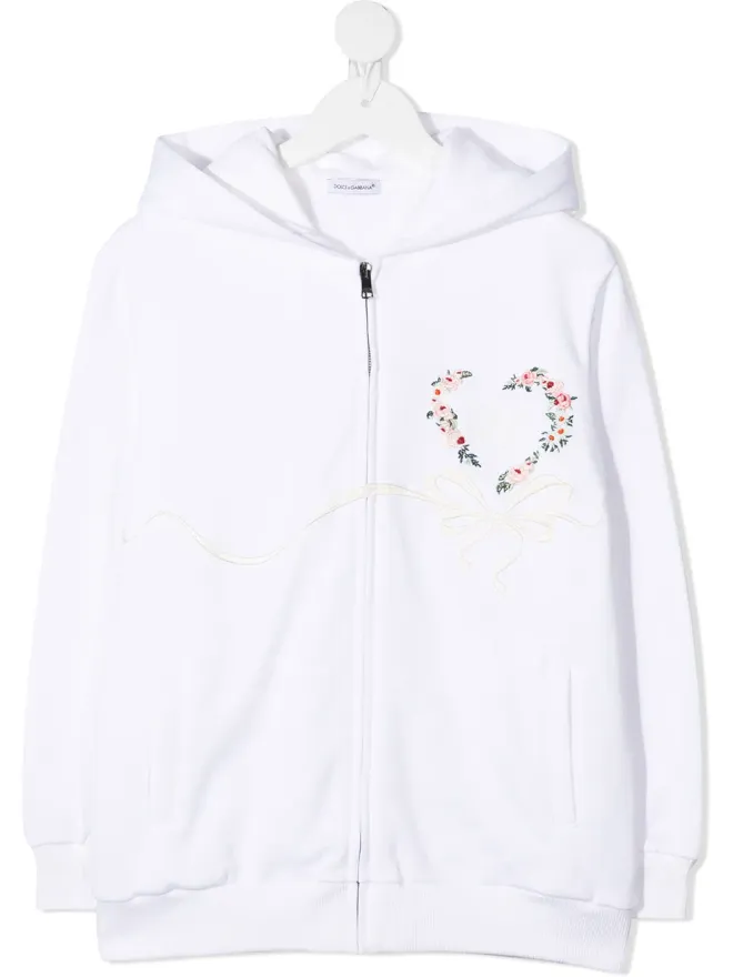 Dolce & Gabbana Kids Dolce & Gabbana Kids 花柄ハートプリント ジップフーディの商品画像