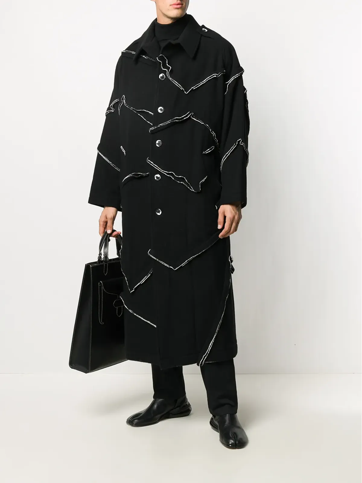 Yohji Yamamoto テクスチャード トリム コート - 画像2