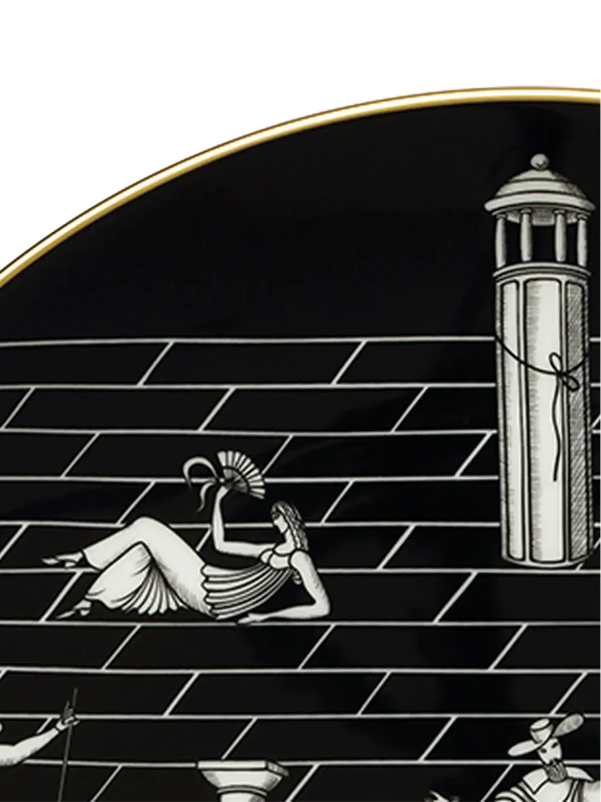 GINORI 1735 Passeggiata Archeologica wall plate (33cm) - Black - 画像2