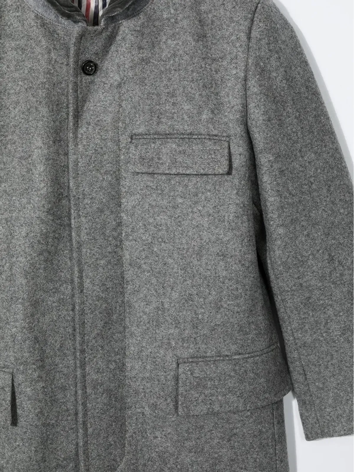 Thom Browne Kids チェスターフィールド メルトンウールコート - 画像3
