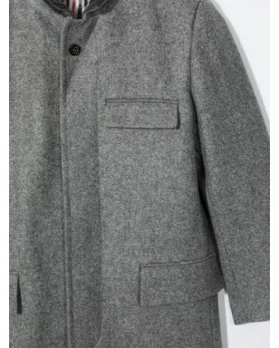 Thom Browne Kids チェスターフィールド メルトンウールコート - サムネイル3