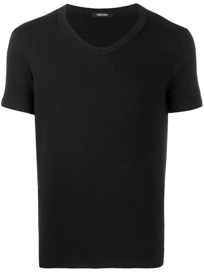 TOM FORD TOM FORD Vネック コットンTシャツ - ブラックの商品画像