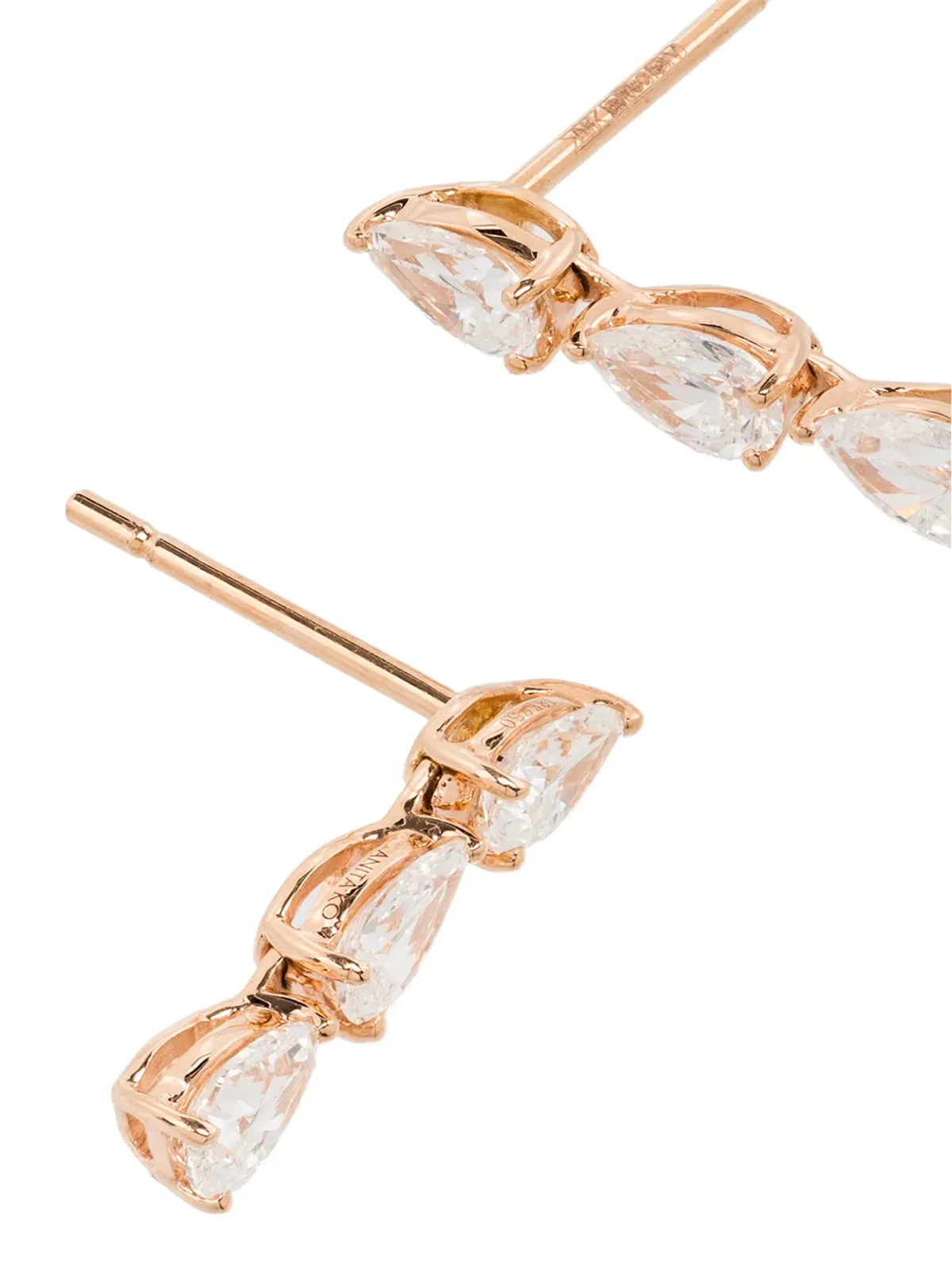 Anita Ko ローズゴールド 18K ペアシェイプ ダイヤモンド ピアス - 画像3