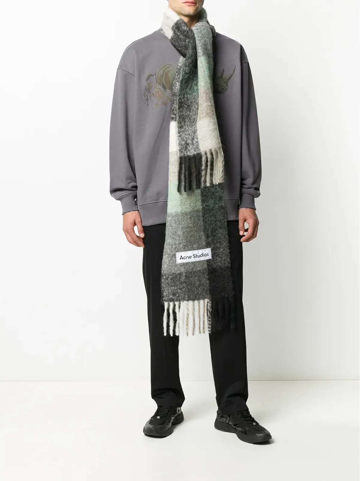 Acne Studios チェック柄モヘア混紡スカーフ - 画像2
