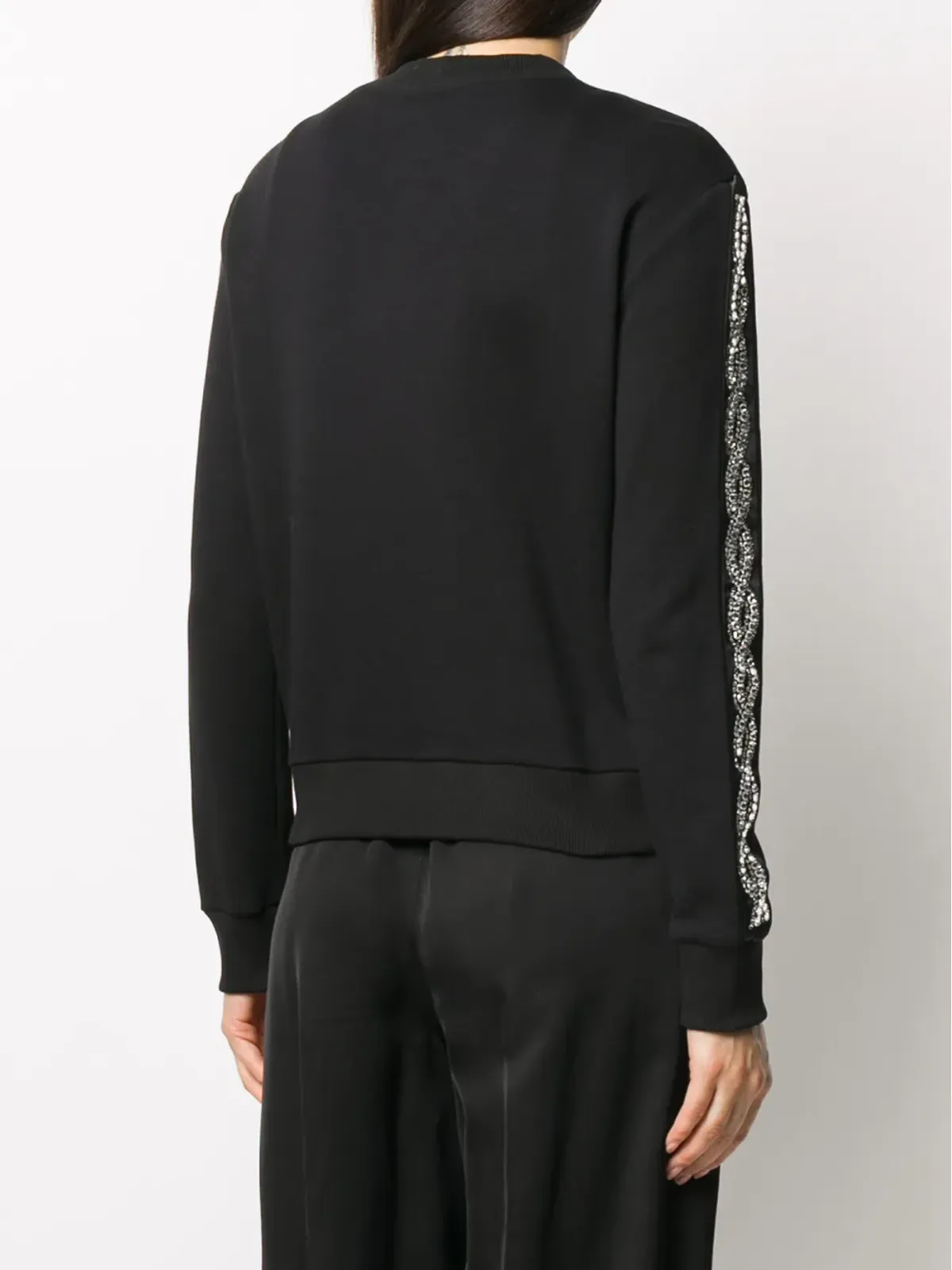 Philipp Plein ラインストーン装飾ストライプスウェットシャツ - ブラック - 画像4