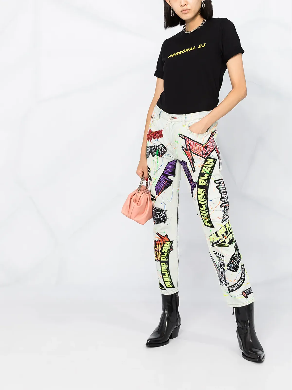 Philipp Plein ロゴパッチ ペイントスプラッター ジーンズ - 画像2