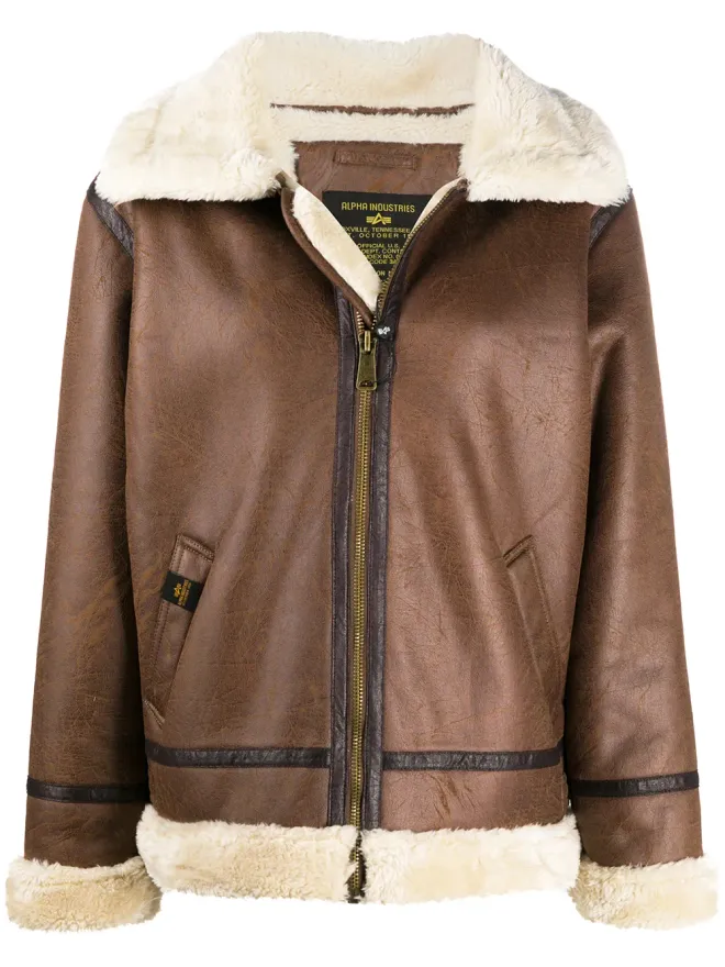 ALPHA INDUSTRIES Alpha Industries フェイクシアーリング アビエータージャケット ブラウンの商品画像