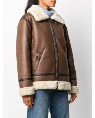 Alpha Industries フェイクシアーリング アビエータージャケット ブラウン - サムネイル3