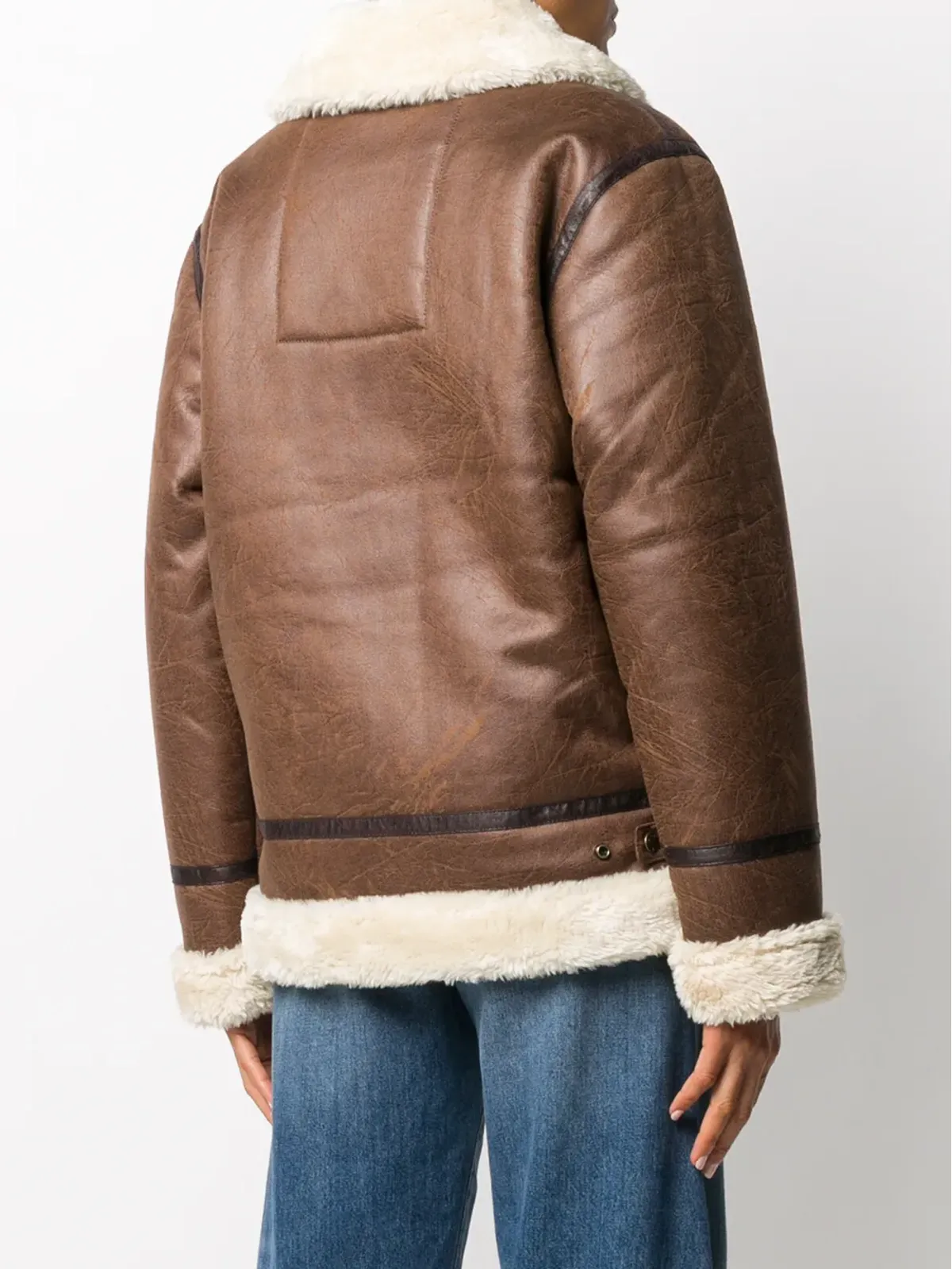 Alpha Industries フェイクシアーリング アビエータージャケット ブラウン - 画像4