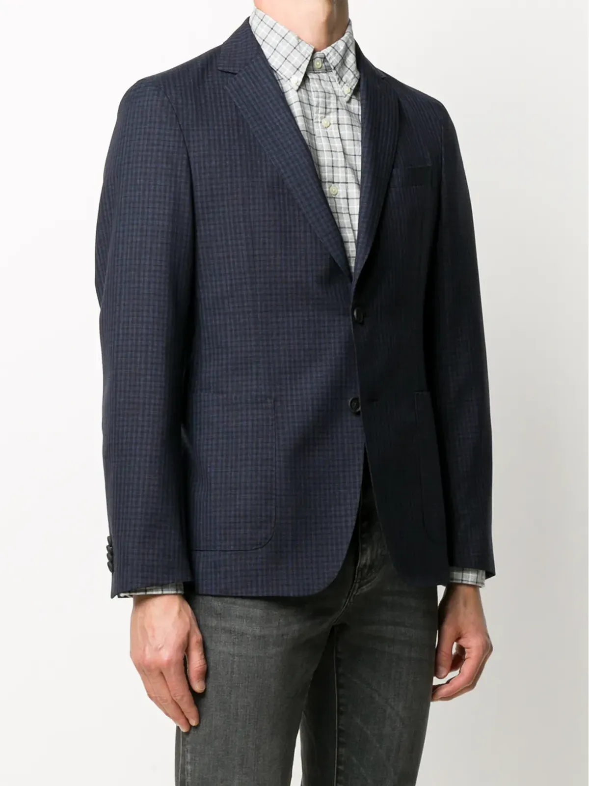 BOSS チェック柄シングルブレストブレザー - ブルー - 画像3