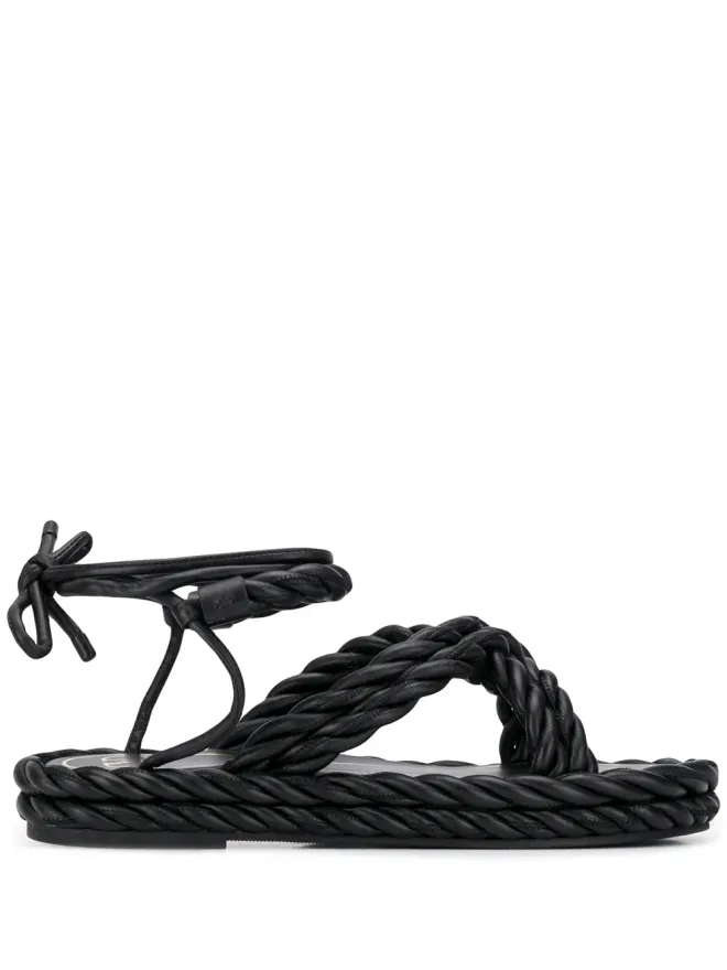 Valentino Garavani Valentino Garavani ロープアンクルタイサンダル ブラックの商品画像
