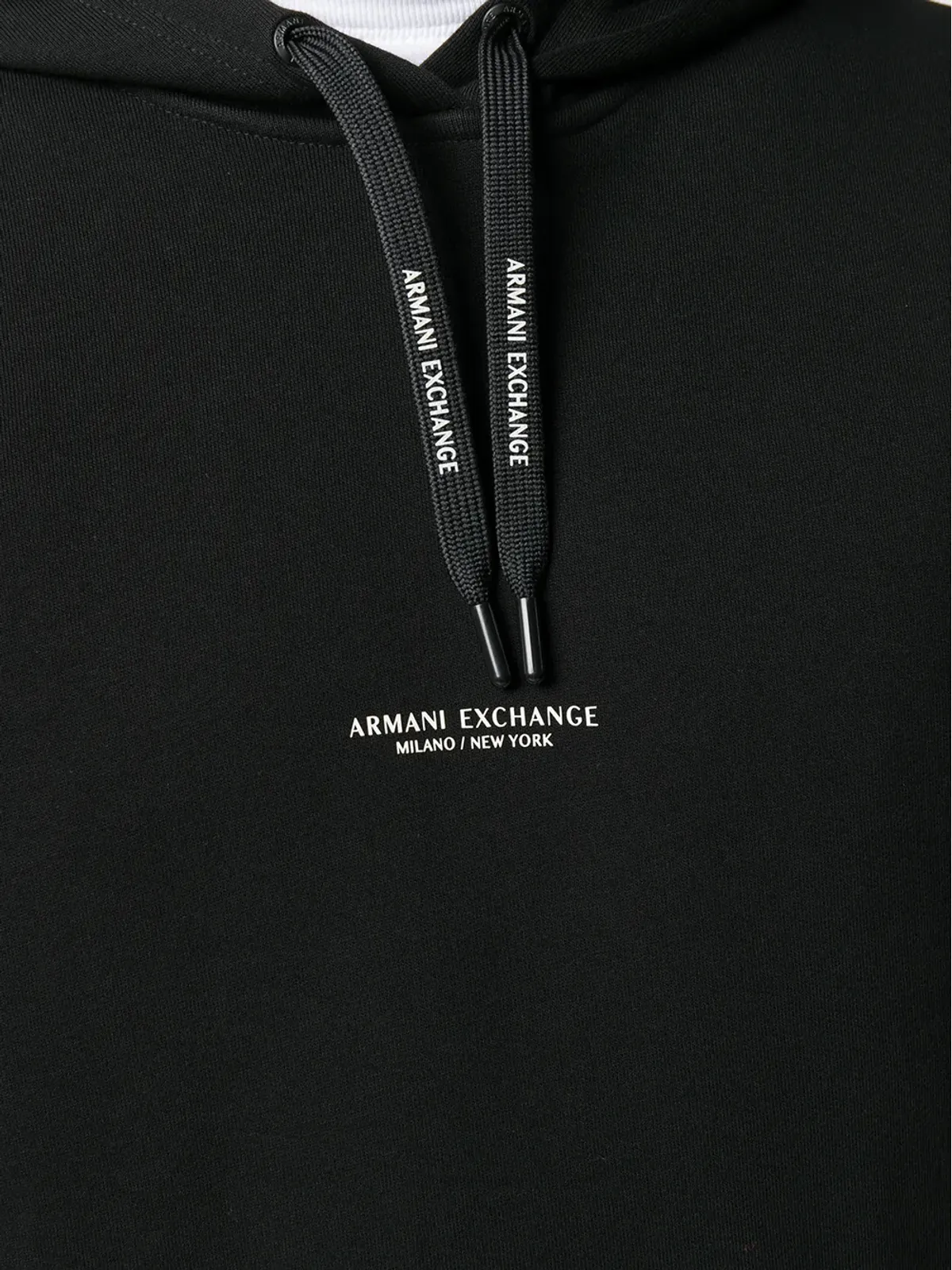 Armani Exchange ロゴプリント ドローコード付きフードパーカー - 画像5