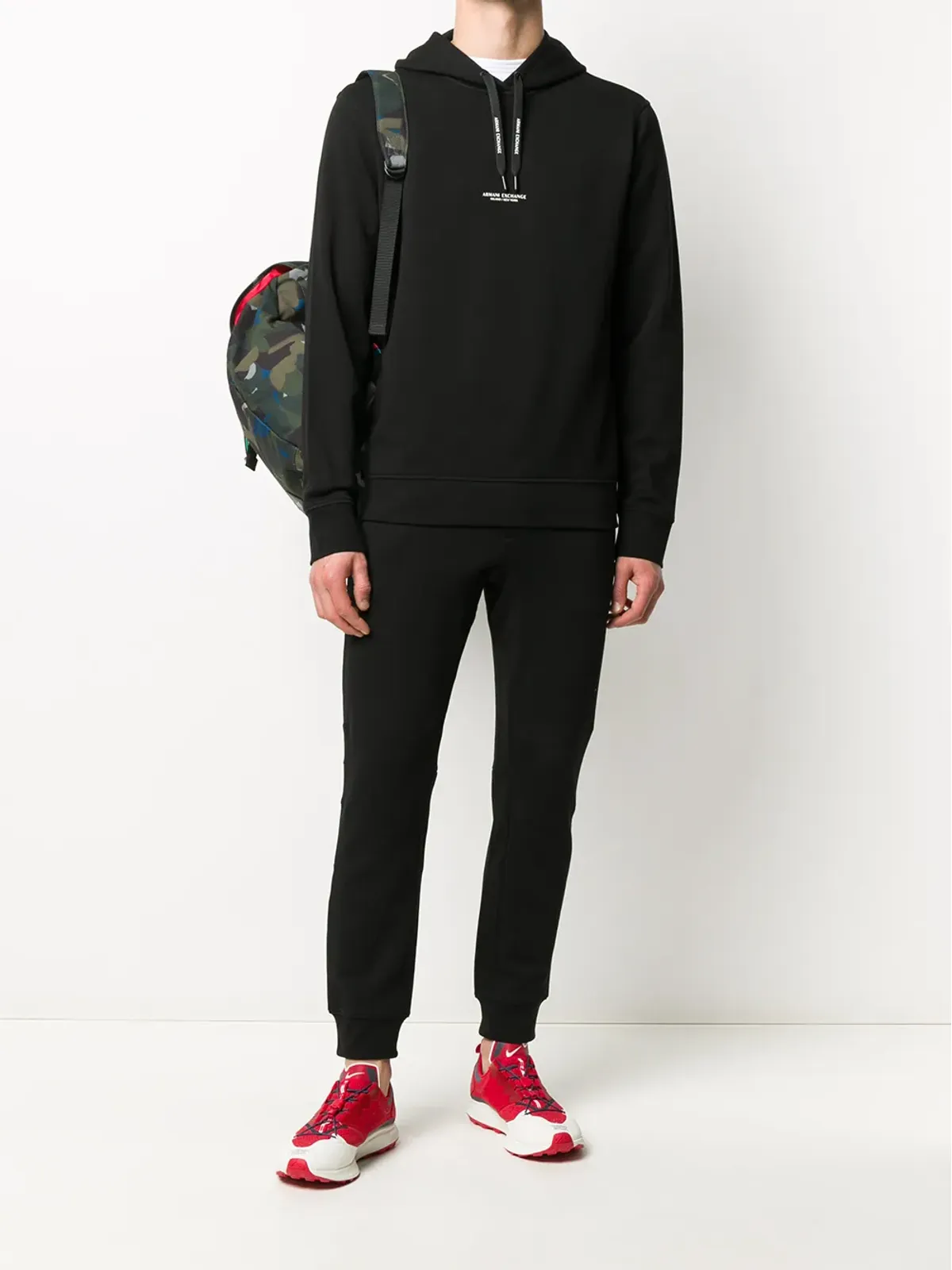 Armani Exchange ロゴプリント ドローコード付きフードパーカー - 画像2