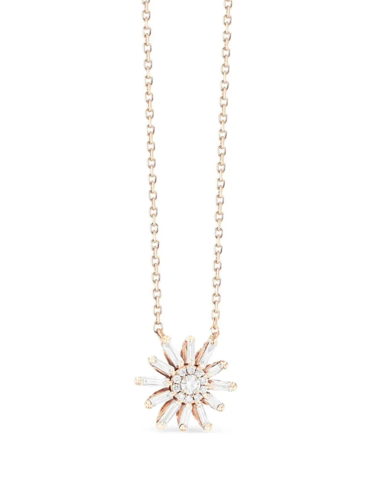 Suzanne Kalan 18K ローズゴールド フラワー ダイヤモンド ネックレス - 画像4