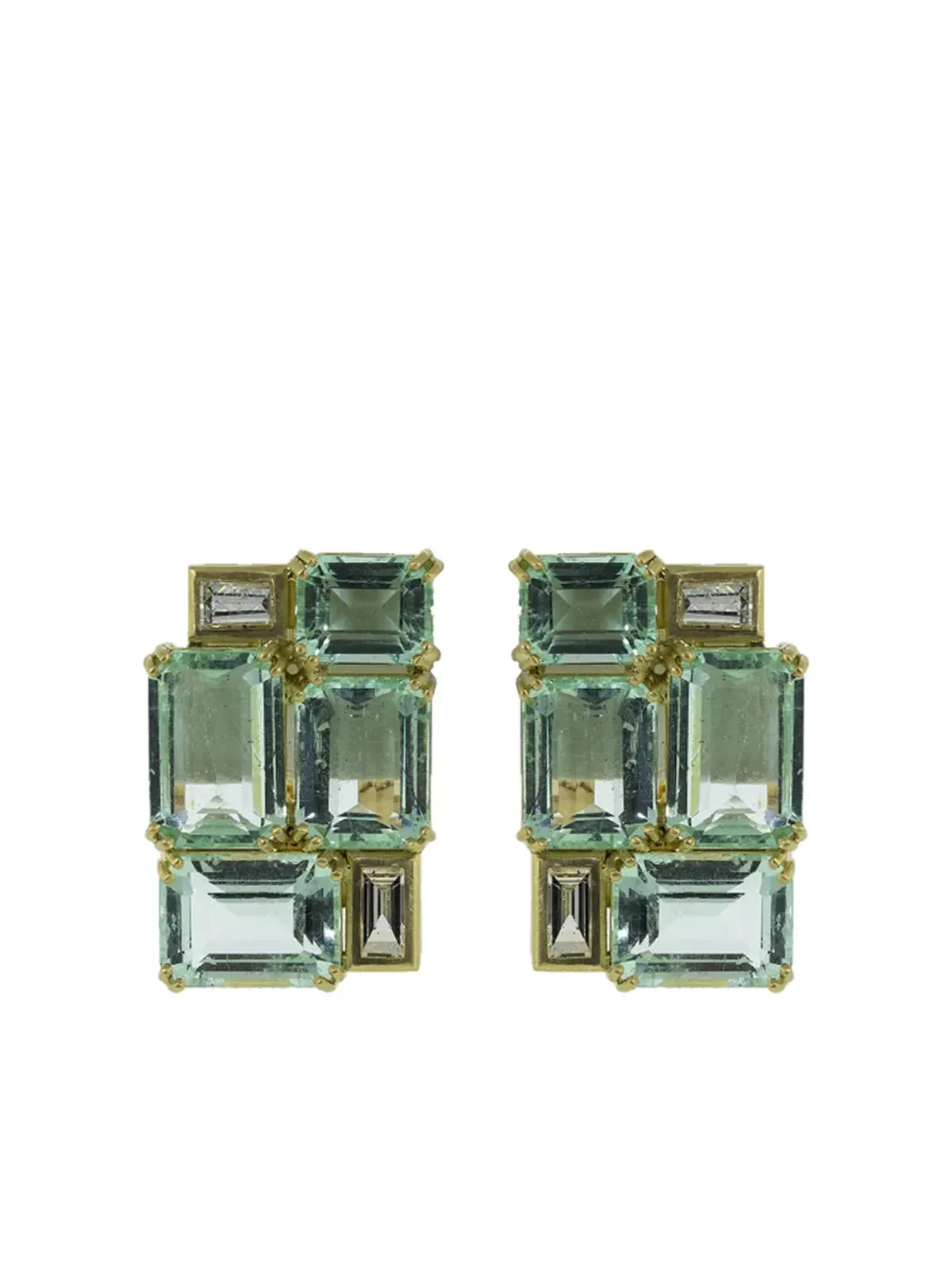 Sylva & Cie 18k イエローゴールド ダイヤモンド コロンビア産エメラルド イヤリング - 画像1
