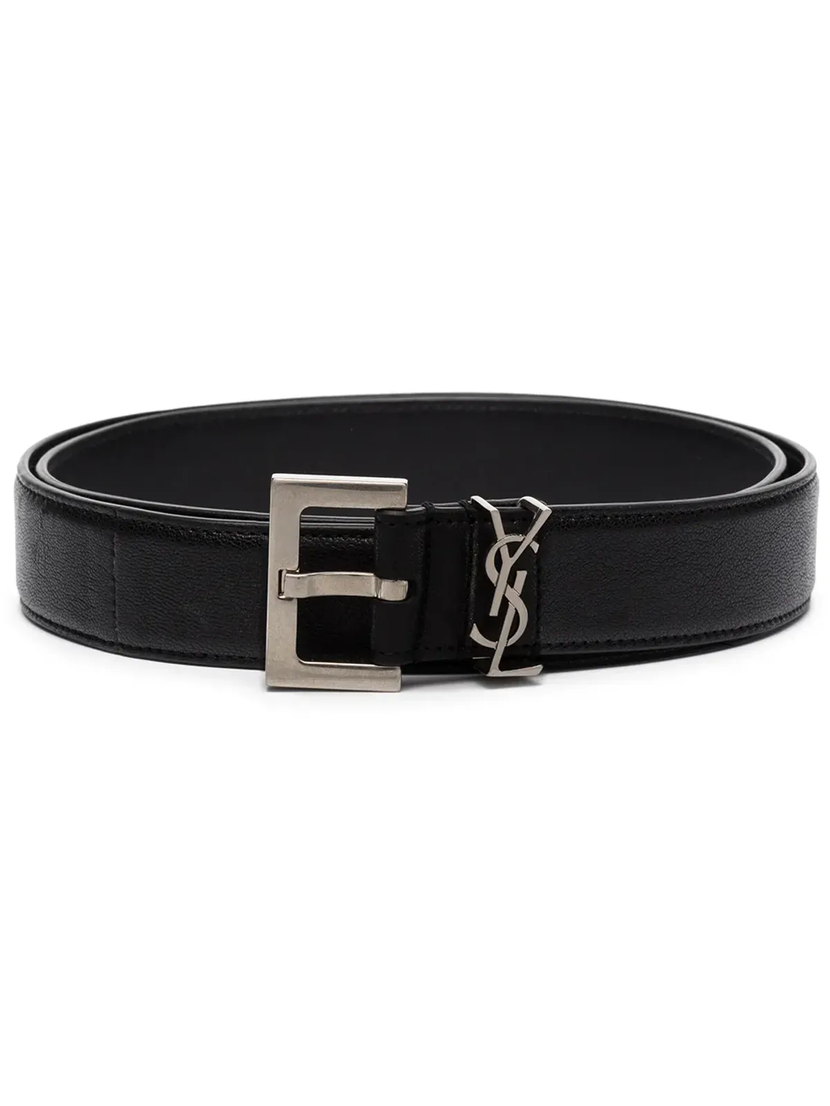 Saint Laurent モノグラムプレートバックルベルト - ブラック - 画像1