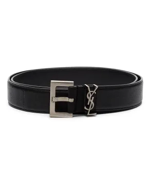 Saint Laurent モノグラムプレートバックルベルト - ブラック - サムネイル1