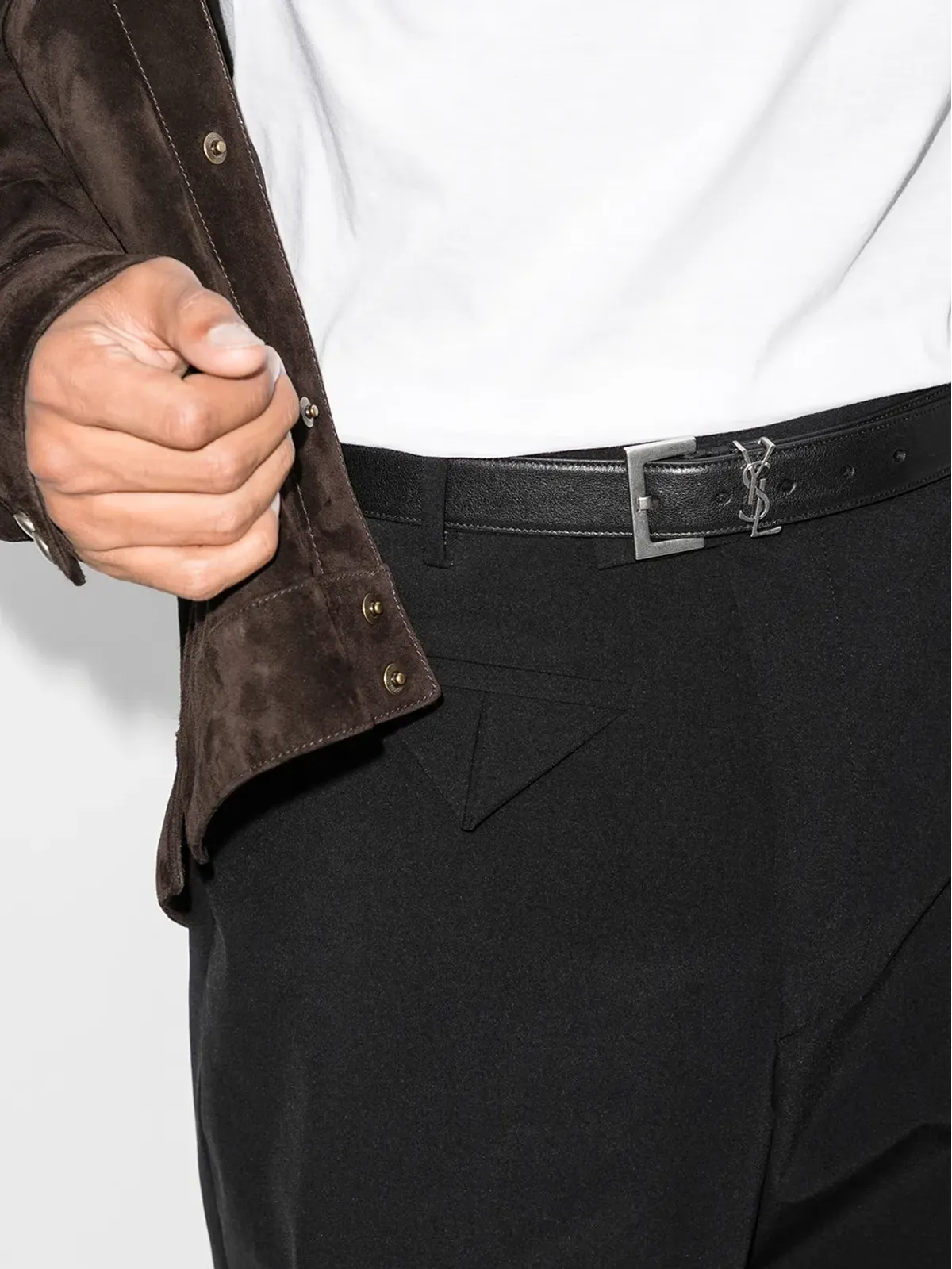 Saint Laurent モノグラムプレートバックルベルト - ブラック - 画像2